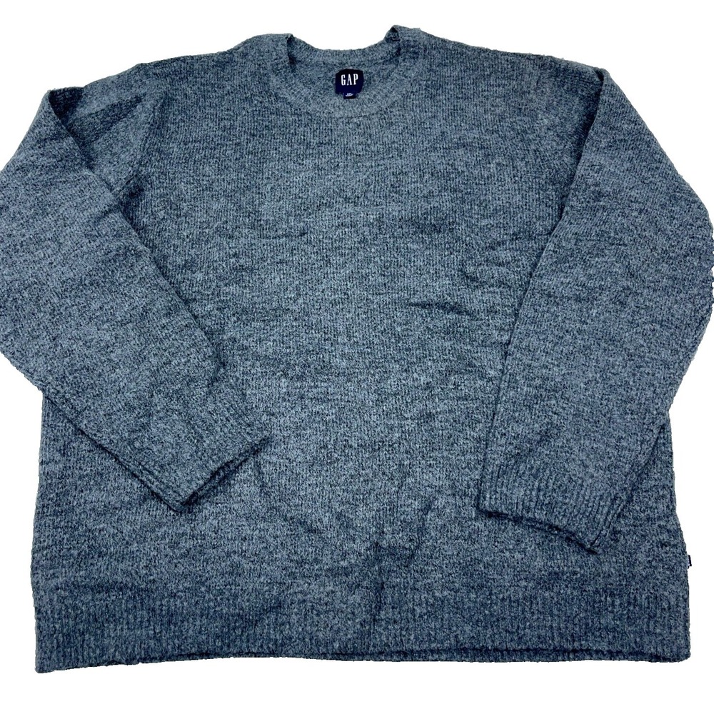 Gap Sweater Men XXL Gray Crew Neck Grandpa Cosby Heather Acrylic Knit Pullover